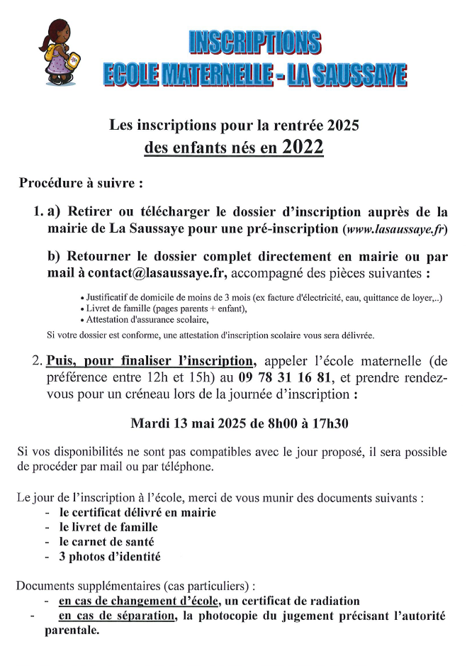 Inscriptions école 2025-2026