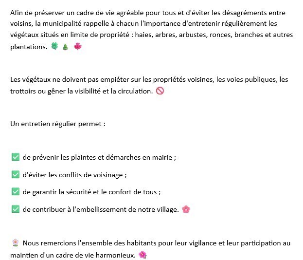 texte entretien végétaux limite propriétés
