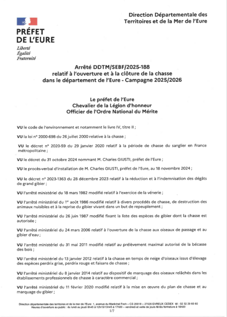 Arrêté DDTM-SEBF-2025-188