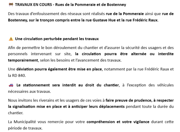Travaux enfouissement bostenney